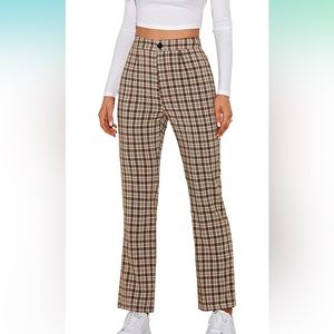 Plaid Wide Leg Pants